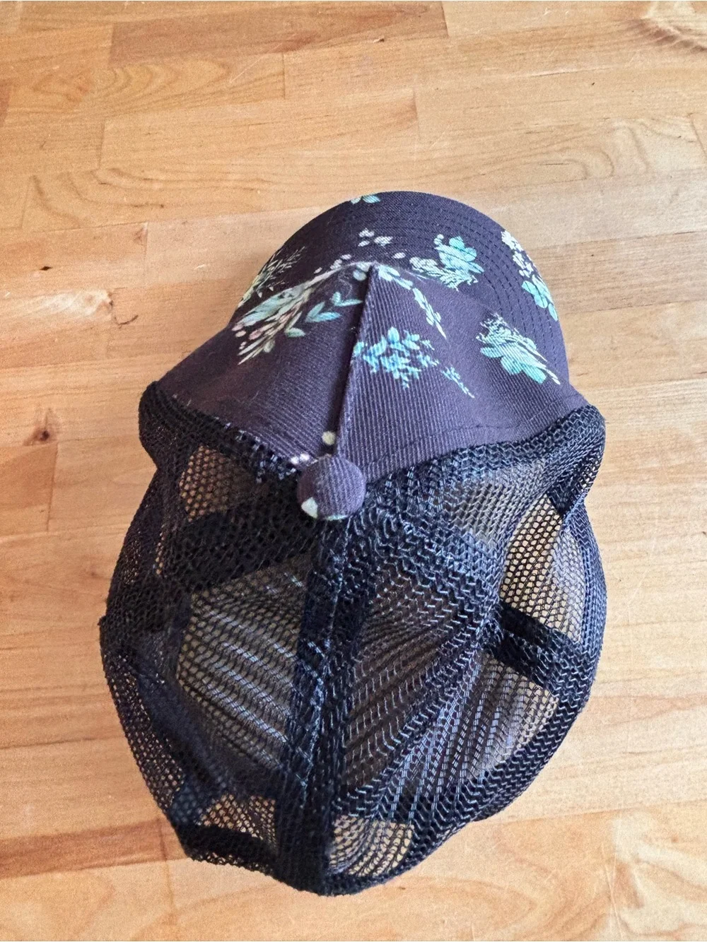 Dakine Floral Black Mesh Trucker Hat with Mint Green Accents